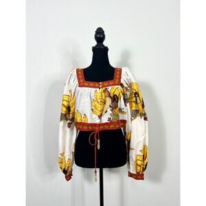 FARM Rio White and Yellow Floral Blouse